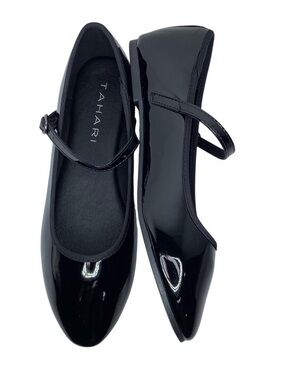 Tahari Black Patent Mary Jane Pointed-Toe Flats